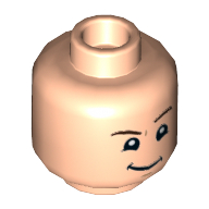 Деталь LEGO Minifig Head Dudley Dursley, Raised Left Eyebrow, Smirk, Светлый телесный