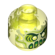 Деталь LEGO Minifig Head Ghost, Slime, Yellow Eyes,, Прозрачный неоново-зеленый