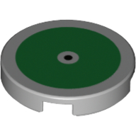Деталь LEGO Tile Round 2 x 2 with Green Circle, Black Dot print, Светлый сине-серый