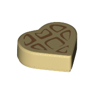 Деталь LEGO Tile 1 x 1 Special Heart with Waffle print, Песочный