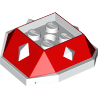 Деталь LEGO Brick Wedge Sloped 4 x 4 with Diamond Spikes with Green Slopes Print (Bowser Jr Shell), Красный