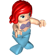 Деталь LEGO Duplo Figure with Hair Swept Right Red, Azure Mermaid Legs (Ariel), Светлый телесный