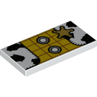Набор LEGO Tile 2 x 4 with Yellow Plaid Shirt, White Cowboy Jacket, Sheriff Star print, Белый