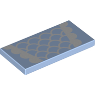 Набор LEGO Tile 2 x 4 with White Ruffles print, Bright Light Blue