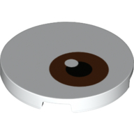 Деталь LEGO Tile Round 3 x 3 with Brown, White, Black Circles print (Eye), Белый