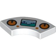 Деталь LEGO Tile 2 x 2 Curved, Macaroni with Game Controller Print, Белый
