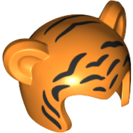 Деталь LEGO Minifig Helmet with Ears, and Tiger Stripes Print, Оранжевый