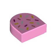 Деталь LEGO Tile 1 x 1 Half Circle with Sprinkles print, Ярко-розовый