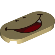 Tile Round 2 x 4 with Smiling Mouth (Boswer Jr) Print