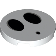 Деталь LEGO Tile Round 3 x 3 with Two Large Black Ovals and One Small Black Oval (Shy Guy Face) Print, Белый