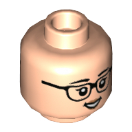 Деталь LEGO Minifig Head Phyllis Lapin Vance, Glasses, Peach Lips, Smile with Open Teeth / Smiel with Closed Teeth print, Светлый телесный