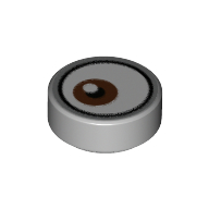 Tile Round 1 x 1 with Reddish Brown Eye print