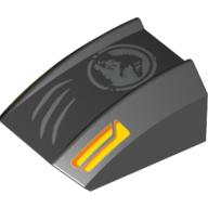 Slope Curved 2 x 2 with Lip, No Studs with Jurssic World Logo and Claw Marks Print