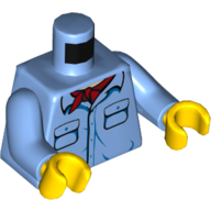 Деталь LEGO Torso Shirt with Pockets and Red Neckerchief Print, Medium Blue Arms, Yellow Hands, Средне-голубой