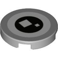 Деталь LEGO Tile Round 2 x 2 with White and Black Circle, 2 White Squares (Brickheadz Eye) print, Светлый сине-серый