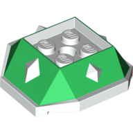 Деталь LEGO Brick Wedge Sloped 4 x 4 with Diamond Spikes with Green Slopes Print (Bowser Jr Shell), Зеленый