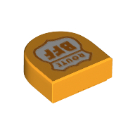 Деталь LEGO Tile 1 x 1 Half Circle with Shield, Orange 'Route BFF' print, Ярко-светло-оранжевый
