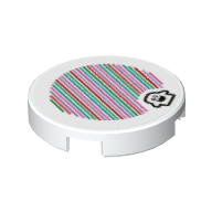 Деталь LEGO Tile Round 2 x 2 with Bottom Stud Holder with Peepa and Barcode Print (Sticker), Белый