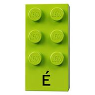 Деталь LEGO Braille Brick 2 x 4 with 6 Studs в ї and 'Г‰' print, Лайм