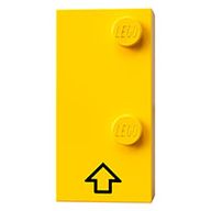 Деталь LEGO Braille Brick 2 x 4 with 2 Studs в Ё and Black Arrow Up print, Желтый