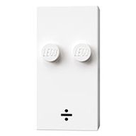 Деталь LEGO Braille Brick 2 x 4 with 2 Studs в ’ and 'Г·' print, Белый