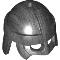 Деталь LEGO Helmet, Viking [PLAIN], Жемчужный титановый