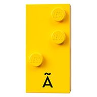 Деталь LEGO Braille Brick 2 x 4 with 3 Studs ? and 'A' print, Желтый