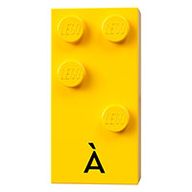 Деталь LEGO Braille Brick 2 x 4 with 4 Studs ? and 'A' print, Желтый