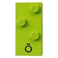 Деталь LEGO Braille Brick 2 x 4 with 3 Studs ? and 'O' print, Лайм
