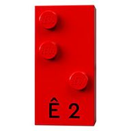Деталь LEGO Braille Brick 2 x 4 with 3 Studs в Ј and 'ГЉ 2' Print, Красный