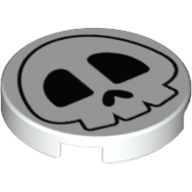Деталь LEGO Tile Round 2 x 2 with Bottom Stud Holder with Skull Print, Белый