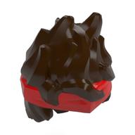 Деталь LEGO Hair Spiked with Red Headband Pattern, Темно-коричневый