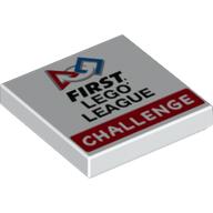 Деталь LEGO Tile 2 x 2 with Groove with FIRST LEGO LEAGUE CHALLENGE Print, Белый
