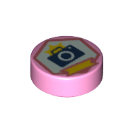 Деталь LEGO Tile Round 1 x 1 with Camera in Dark Pink Hexagon print, Ярко-розовый