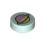 Tile Round 1 x 1 with Planet, Rings Print