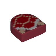Деталь LEGO Tile 1 x 1 Half Circle with Pixelated Koopa Troopa Print, Темно-красный