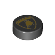 Деталь LEGO Tile Round 1 x 1 with Lamborghini Symbol print, Черный