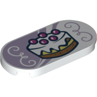 Деталь LEGO Tile Round 2 x 4 with Cake print, Белый