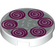 Деталь LEGO Tile Round 2 x 2 with Magenta Swirls print, Белый