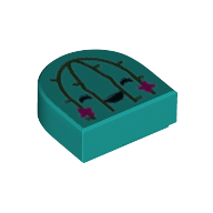 Деталь LEGO Tile 1 x 1 Half Circle with Cactus print, Темно-бирюзовый