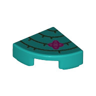 Деталь LEGO Tile Round 1 x 1 Quarter with Cactus print, Темно-бирюзовый