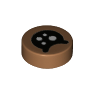 Деталь LEGO Tile Round 1 x 1 with Black Eye, White Dots print, Средне-темный телесный