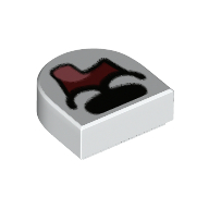 Деталь LEGO Tile 1 x 1 Half Circle with Dog Mouth Open Tongue print, Белый