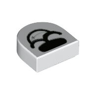 Деталь LEGO Tile 1 x 1 Half Circle with Dog Mouth Closed print, Белый