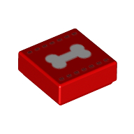 Набор LEGO Tile 1 x 1 with White Bone print, Красный