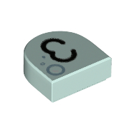 Tile 1 x 1 Half Circle with Black 3 (Ear) print