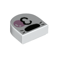 Деталь LEGO Tile 1 x 1 Half Circle with Snout, Bubble Gum print, Белый