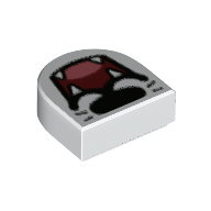 Деталь LEGO Tile 1 x 1 Half Circle with Snout, Open Mouth, Fangs print, Белый