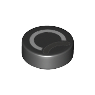 Деталь LEGO Tile Round 1 x 1 with White, Dark Grey Circles (Eye) print, Черный