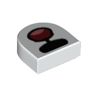 Деталь LEGO Tile 1 x 1 Half Circle with Black Snout, Open Mouth print, Белый